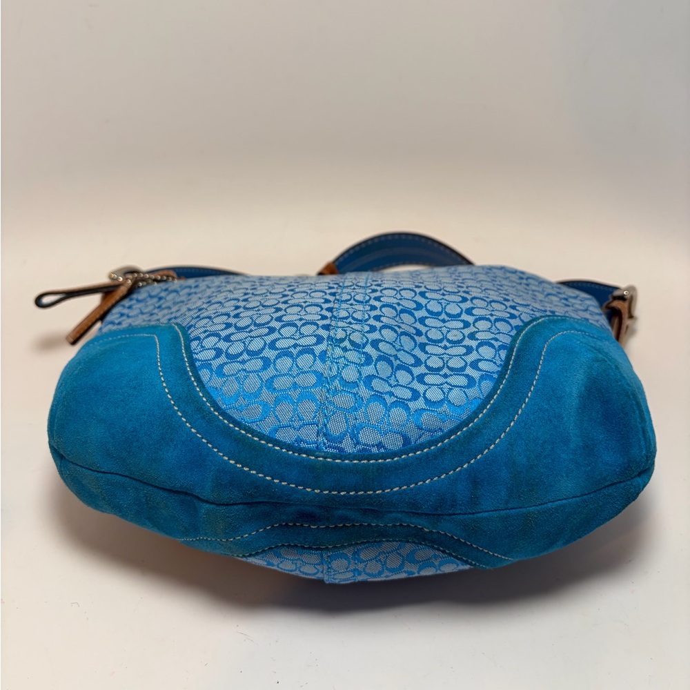 SOLD Vintage Coach Y2K Signature Print Blue Micro C Hobo Suede Shoulder Bag - Picture 9 of 15